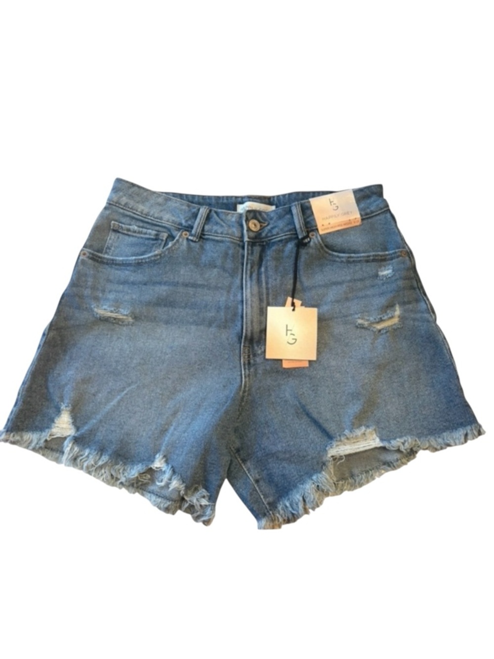 High-Rise Distressed Denim Shorts Size 9/29